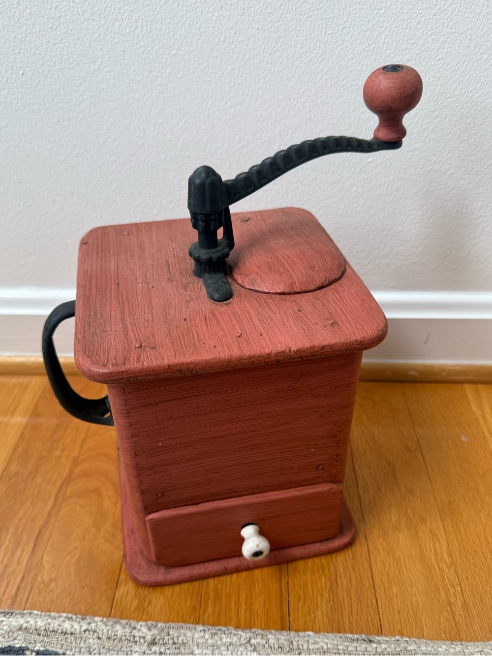 Vintage-Style Red Manual Coffee Grinder